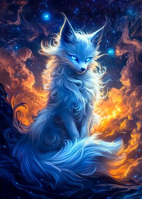 Mystical Blue-Eyed Celestial Fox