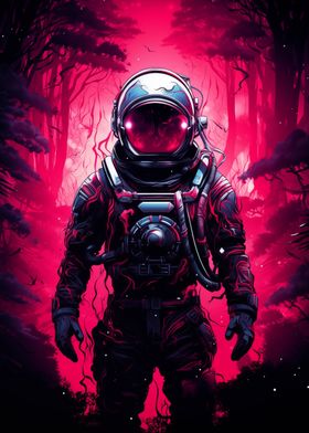 Astronaut in Crimson Fores