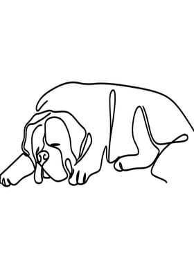 One Line Saint Bernard Dog Illustration