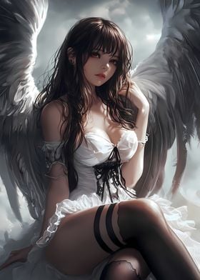 Anime Angel with White Wings