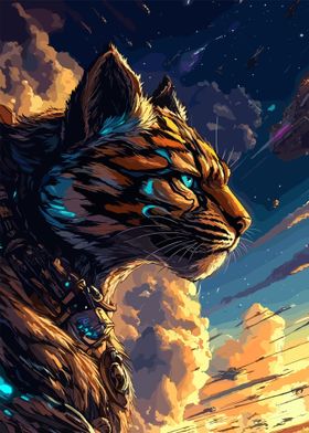 Cyberpunk Cat in Space