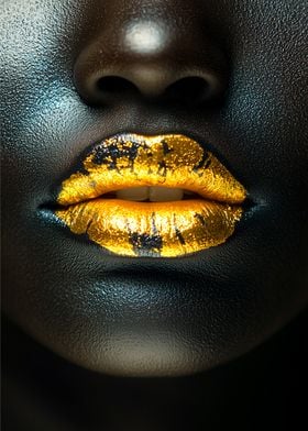 Gold Lips Close-Up