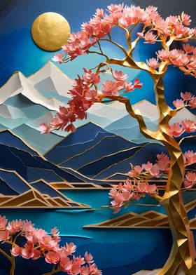 Papercut Mountain Landscape