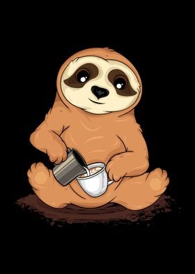 Cute Sloth Pouring Latte Art Coffee Lover Gift Barista