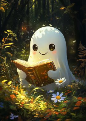 Cute Ghost Reading