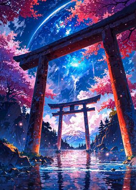 Japanese Torii Gate Space Landscape