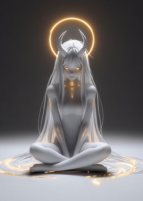 White Angel with Golden Halo