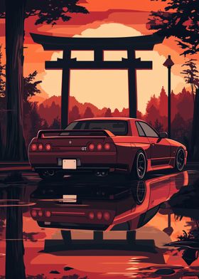 Torii Gate Skyline GT-R Sunset