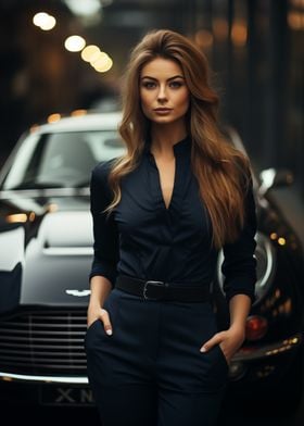 Stylish woman and car