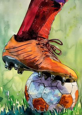 Soccer Cleat and Ball