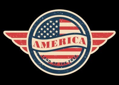 American Flag Distressed Winged Badge