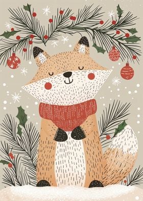 Christmas Fox Illustration