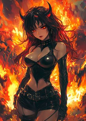 Fiery Anime Demon Girl