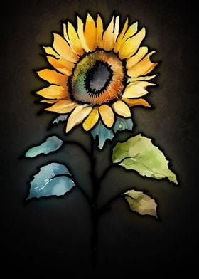 Watercolor Sunflower