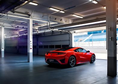 Red Honda NSX in Garage