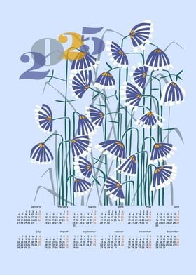 calendar 2025 Linocut flowers light