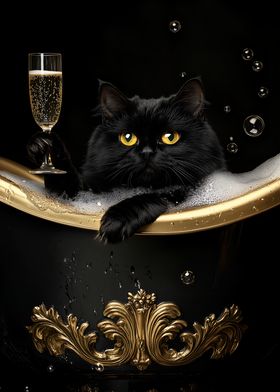 Black Cat in a Bathtub