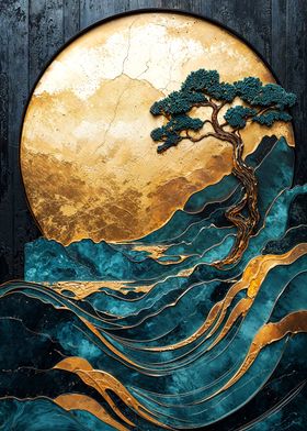 Gold & Teal Landscape