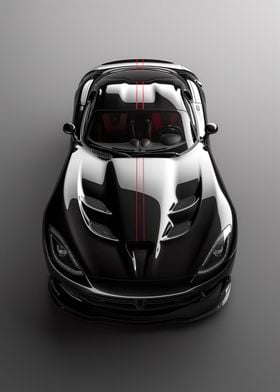 Black Dodge Viper. Muscle car