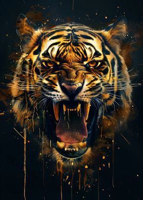 golden tiger head art