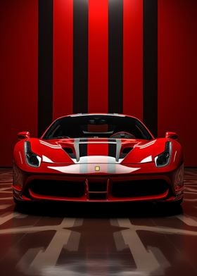 Red Ferrari with Stripes