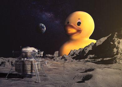 First Quack - A Giant Rubber Duck on the Moon