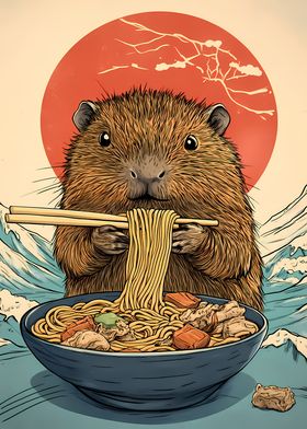 Ramen Eating Hamster Capibara 