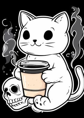 Cute Cat with Coffee