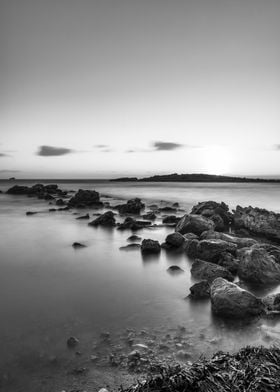 Seascape with Rocks Black and white calm