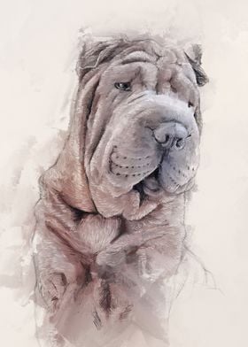 Shar-Pei Dog Portrait