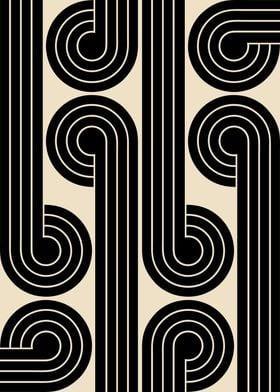 Abstract Geometric Black On Beige Pattern