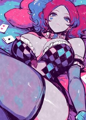 Clown Girl with Playing Cards