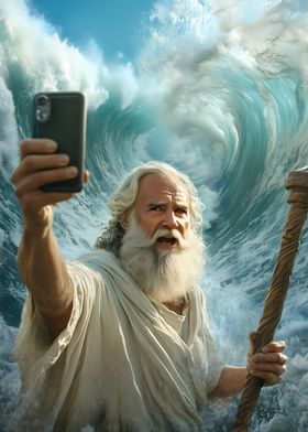 Selfie of Moses parting the sea