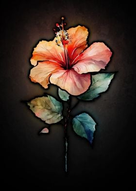 Watercolor Hibiscus Flower