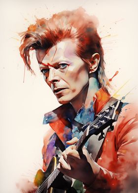 David Bowie Watercolor Portrait