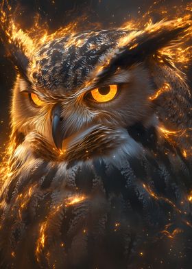 Fiery Owl Golden Aura