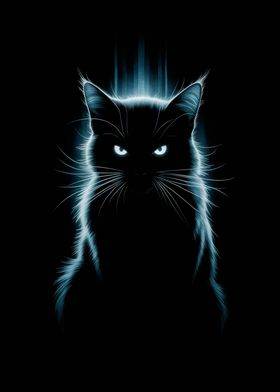 Black Cat with Glowing Eyes