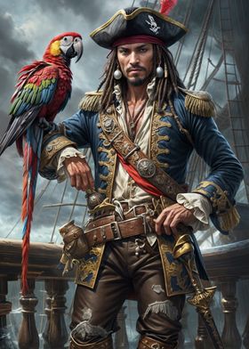 Pirate Captain with Parrot