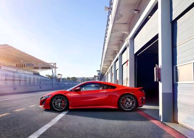 Red Honda NSX on Race Track