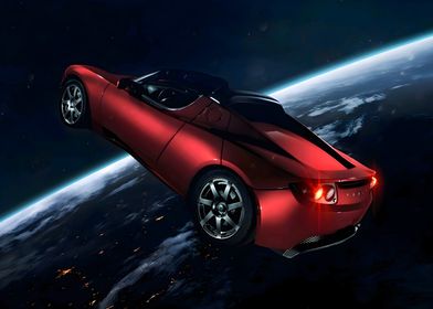 Tesla Roadster in Space