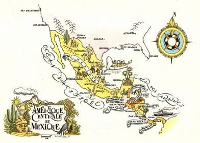 Central America & Mexico Map 1951