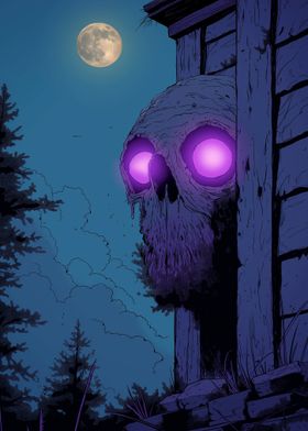 Glowing Skull in the Night