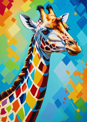 Colorful Giraffe Portrait