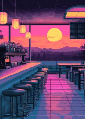 Sunset Bar Pixel Art