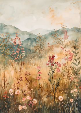 Watercolor Wildflowers Autumn