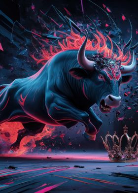 Fiery Bull Charging