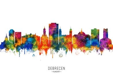 Debrecen Skyline Watercolor