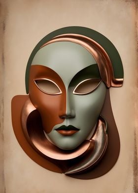 Retro Abstract Mask in Warm Tones