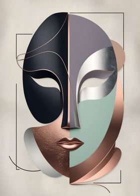 Pastel Abstract Face Sculpture