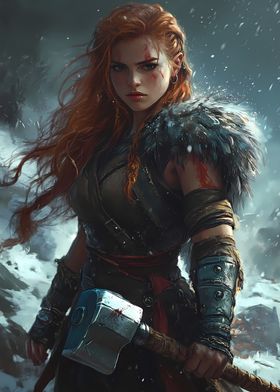 Fierce Viking Warrior Shieldmaid Nordic Woman